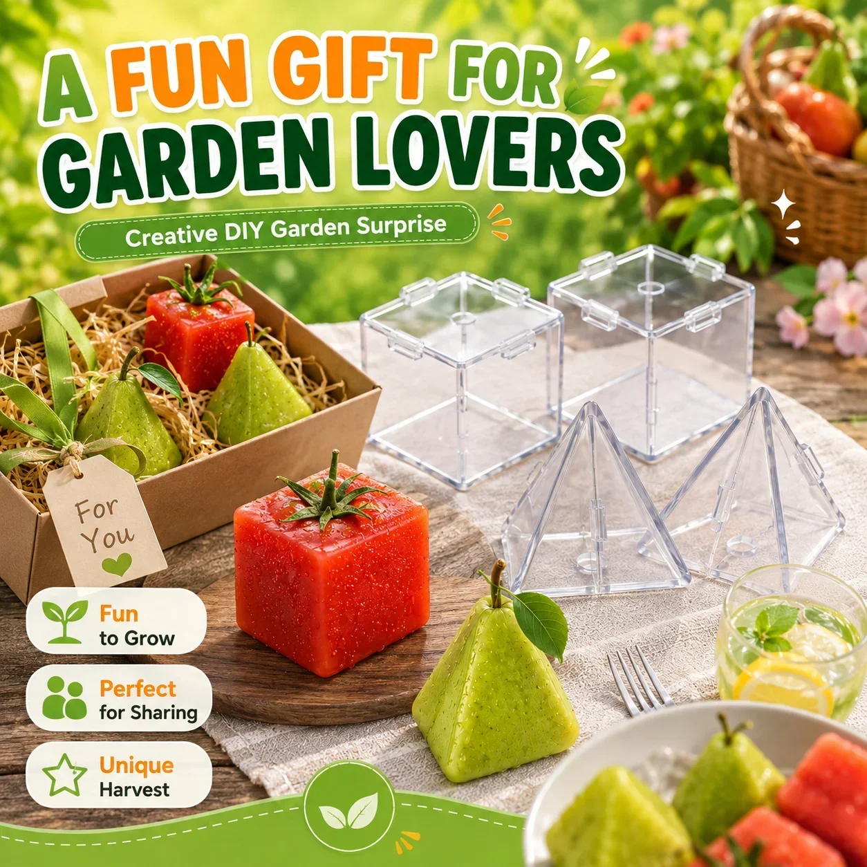 Mini Cube Triangle Fruit Shaping Mold Reusable Transparent Plastic Strawberry Tomato Growing Styling Tool Garden DIY