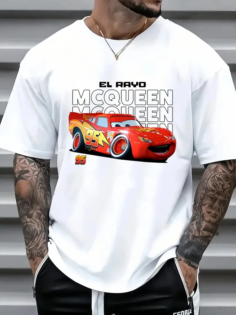 

Футболка Cool Couple Disney Cars Lightning McQueen Serie, мужская рубашка унисекс, летняя хлопковая женская футболка, топ большого размера, уличная одежда