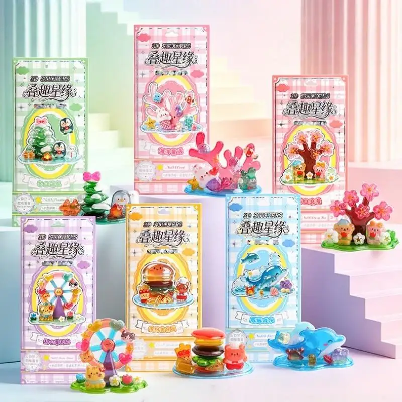 3D Stacked Crystal Stickers Cute Animal Stickers For Girls Boys Classroom Prizes Handmade DIY Creative Party Gift