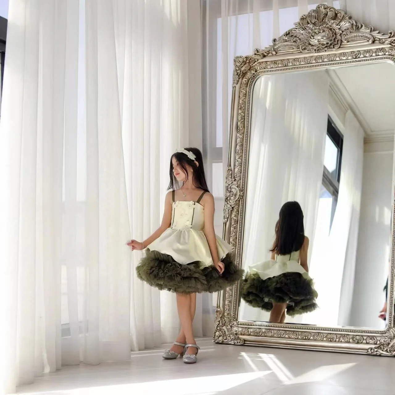 Dreamy voto d169 elegante vestido da menina de flor arcos sem mangas princesa crianças casamento aniversário festival festa pageant vestido formal