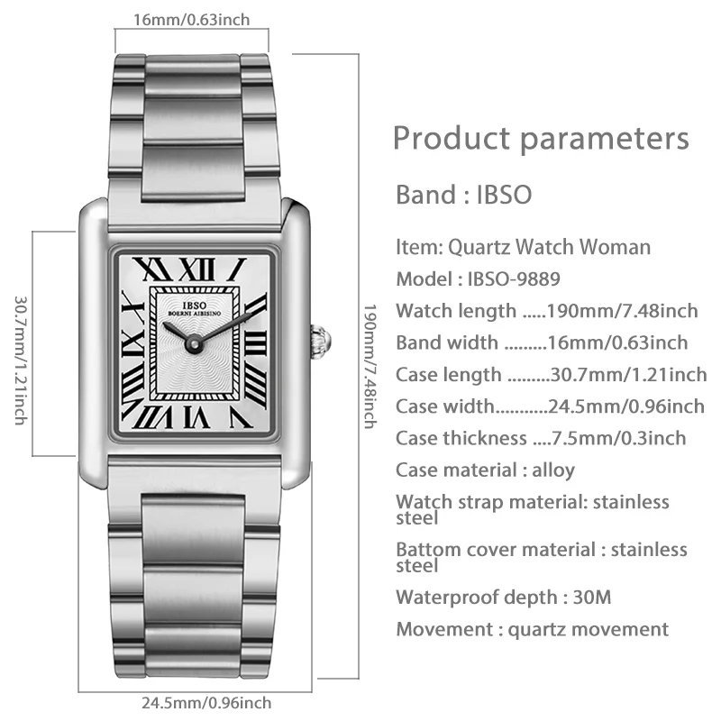 Luxury Brand Women Watch Rectangular Original Waterproof Exquisite Quartz Handwatch Female Retro Ladies Wristwatches Trend 2024