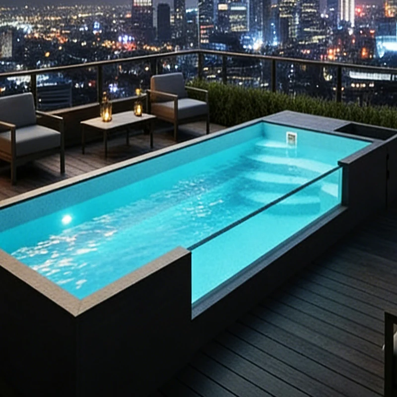 Custom-made Large Above-ground Home Outdoor Swimming Pools, 20ft/40ft/30ft Fiberglass Container Swimming Pools