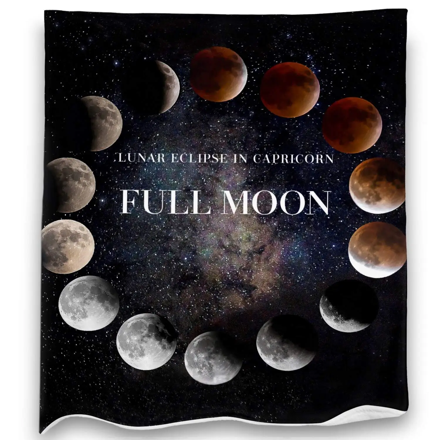 Lunar Eclipse Throw Blanket Soft Warm Sherpa Flannel Galaxy Full Moon Blanket for Sofa Chair Bed Office Travelling Camping Gifts