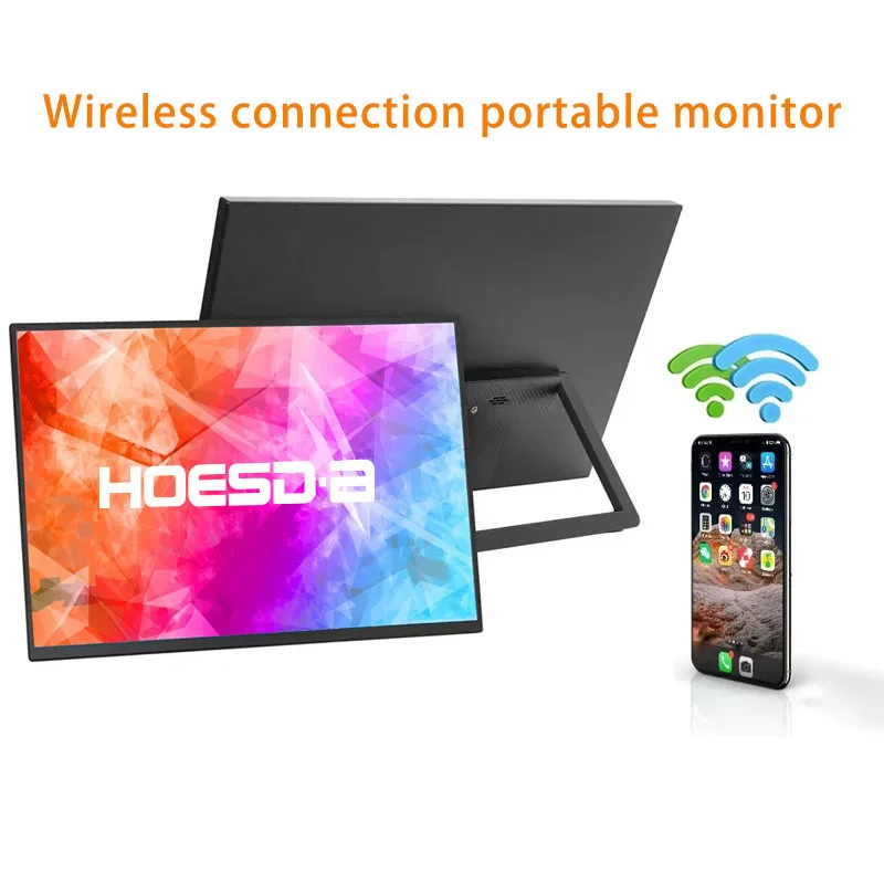 Hoesd.a 15.6 inch Wireless Connection Portable Monitor IPS 300cd/m2 USB-C HDMI Gaming Monitor For Phone PC  Laptop