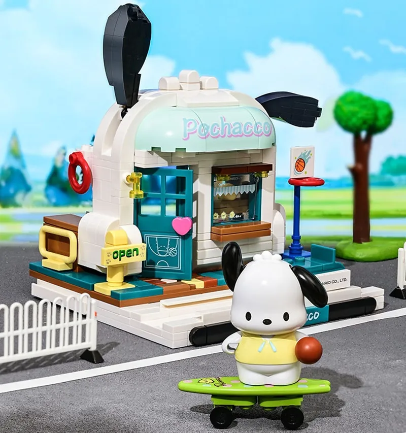 Sanrio Building Blocks Kulomi Assembled House Toy My Melody Hello Kitty Cartoon Model Toy Kids Christmas Gifts Toy