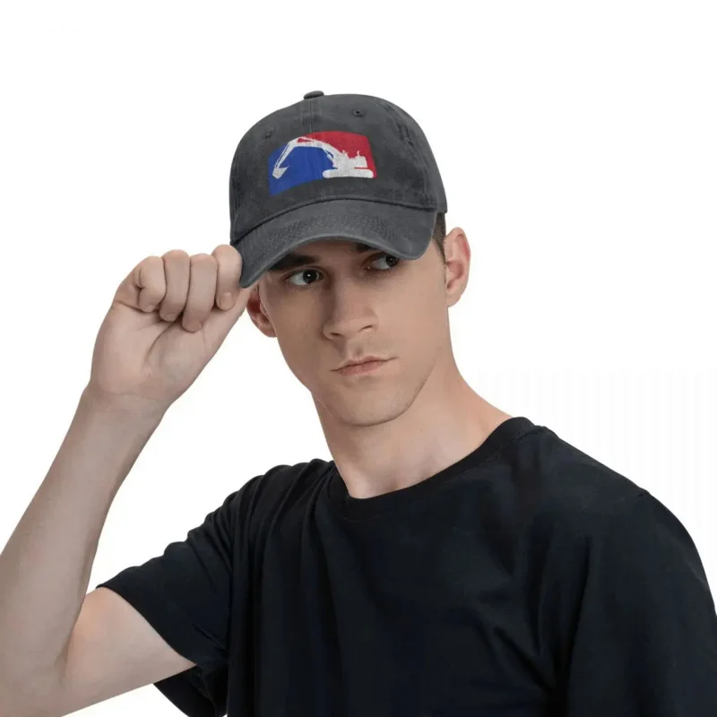 Gorra de béisbol de la Liga excavadora para hombre, equipo pesado al aire libre, sombrero de camionero lavado, gorras de béisbol lavadas con estampado fresco, venta al por mayor