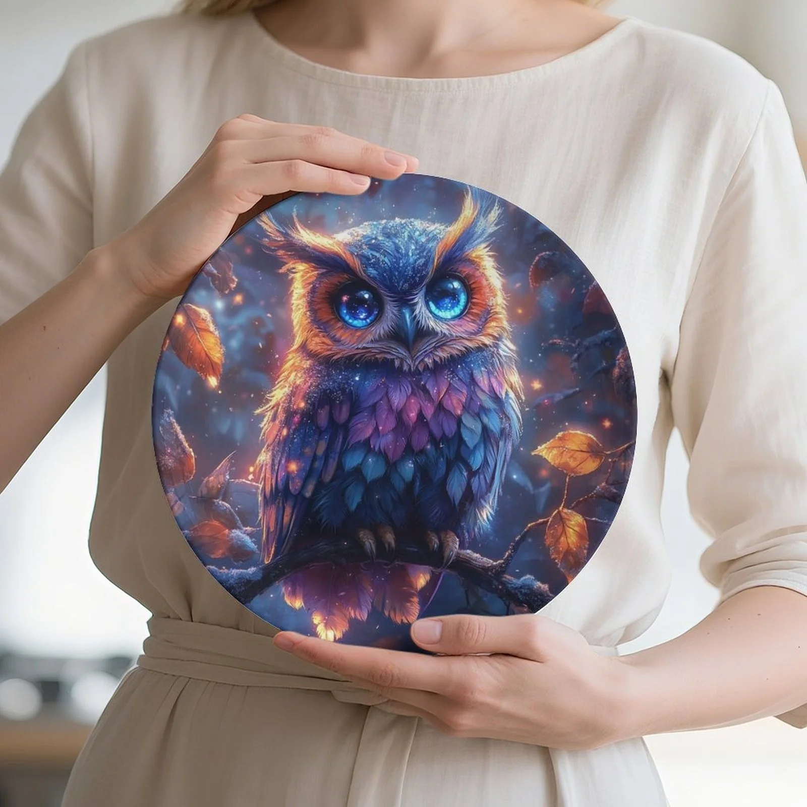 1pc of an Owl-Themed Decorative Plate for Twilight, Stylish And Trendy for Wall And Table Decor, Safe for Non-Food Contact,