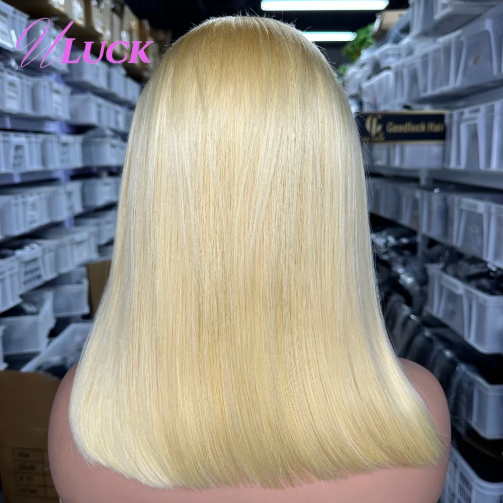 Uluck 613 Bionda Colorata Doppio Disegnato Bone Dritto Bob Parrucca 13x4 Parrucche Anteriori Del Merletto Parrucche Brasiliane Dei Capelli Umani Pre Pizzicate Per Le Donne