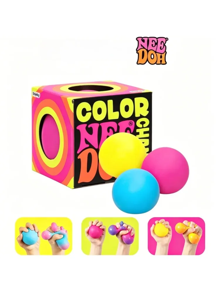 Neue Schylling Needoh Extrude Farbwechsel-Sensorik-Stressbälle zur Angstlinderung, Fidget Squishy Spielzeug, Geschenkbox S