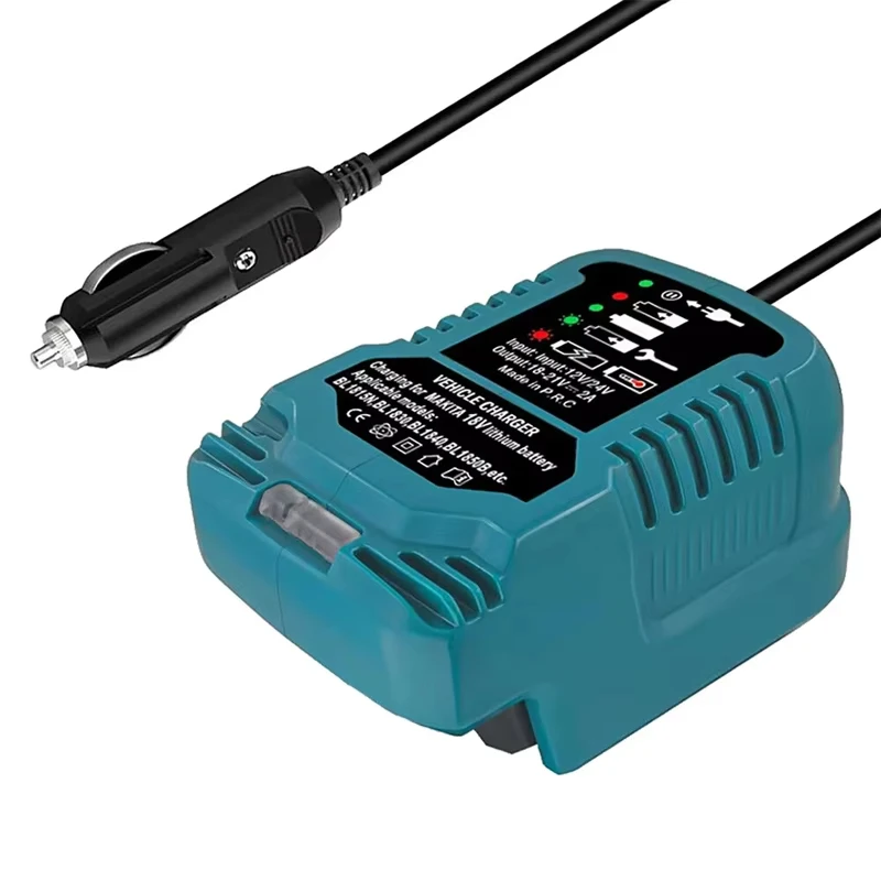 Autoladegerät für Makita 18 V Lithium-Ionen-Akku Serie DC18RC DC18RD Zigarettenanzünder-Stecker Tragbares Mini-Schnellladegerät