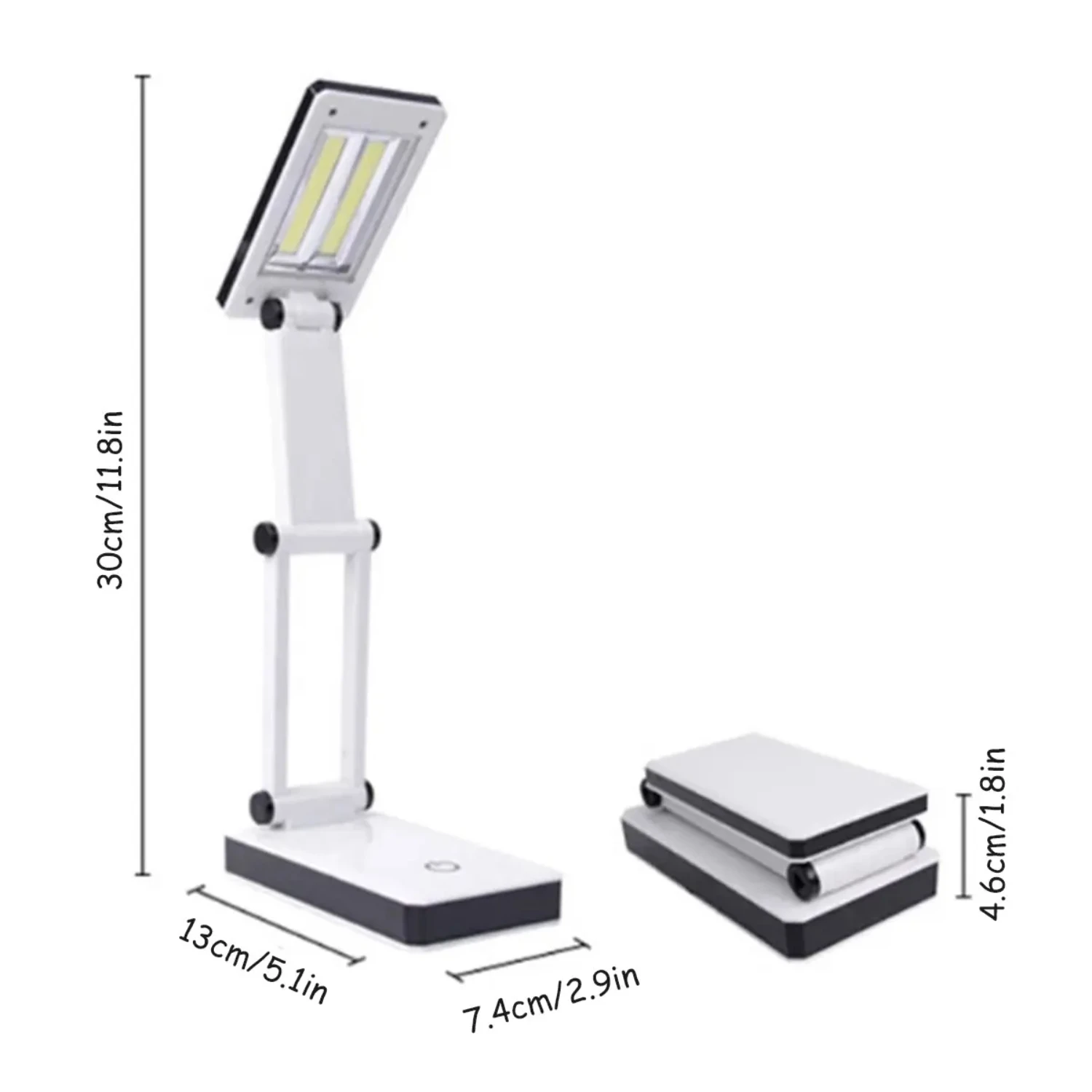 Lámpara de escritorio plegable para lectura, luz compacta de mesa COB de 120 lúmenes, alimentada por USB/batería, atenuación para el cuidado de los ojos, para libros, novedad