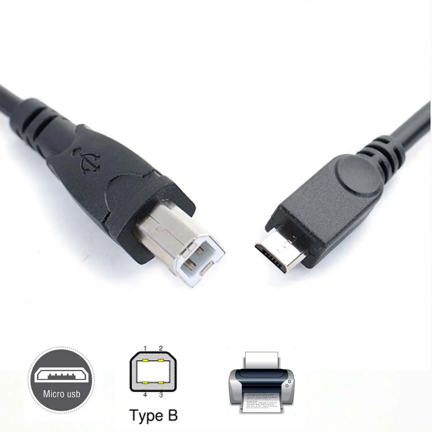 Кабель Micro USB/USB 2.0, технология OTG, для подключения принтера, сканера, смартфона, планшета