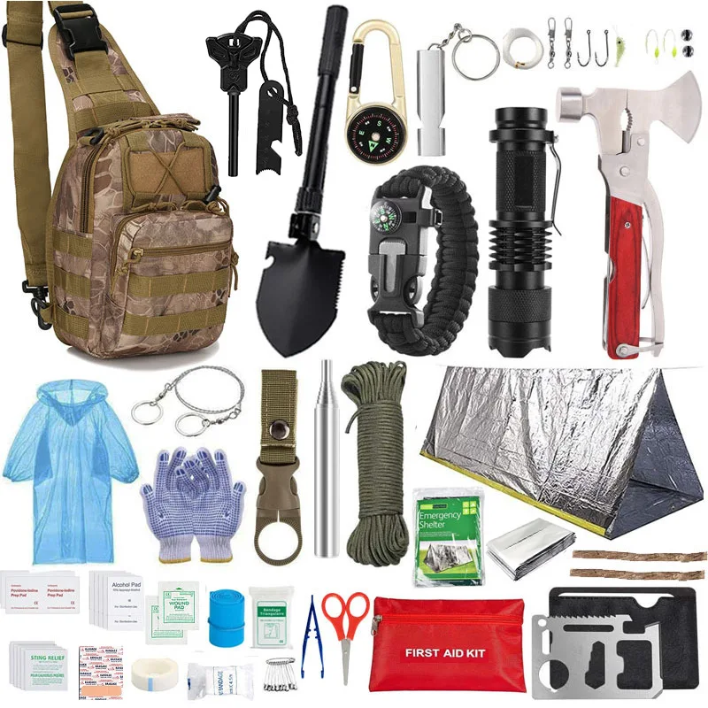 

Outdoor Set Travel Camping Hiking Fishing Backpack Emergency Hunting Set Straw Shoveling Quantitative Survival Set