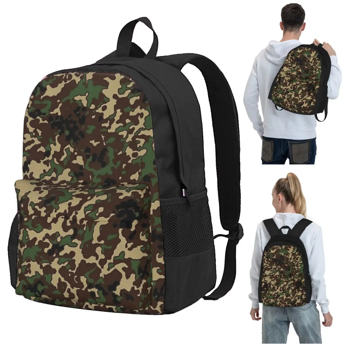 Flecktarn CamouflageBackpack Student BookBag Children School Bag Laptop Shoulder Bags for Boys Girls