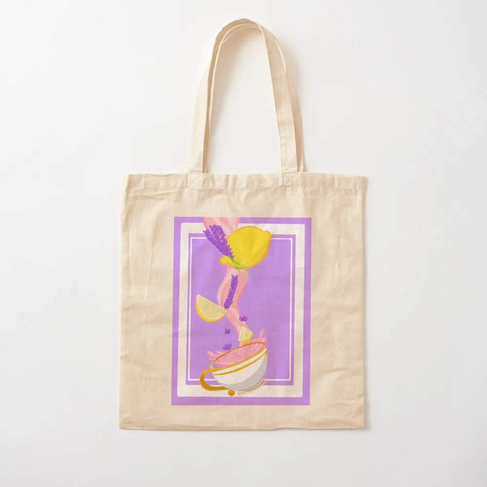 

Lavender Tea with Lemons Tote Bag Canvas bag large size bags Canvas stote bag Canvas Tote