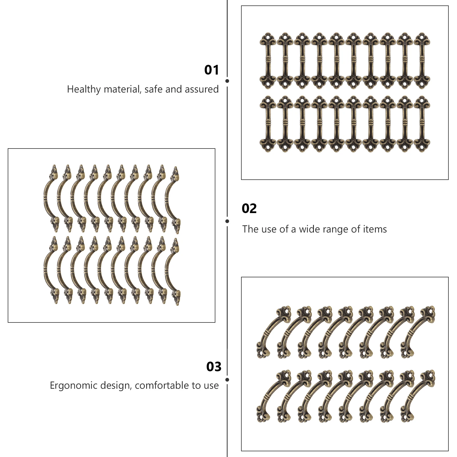 

1 set Mini Drawer Knobs Decorative Silver Cabinet Handles 47x14mm Durable Zinc Alloy Furniture Hardware Accessories