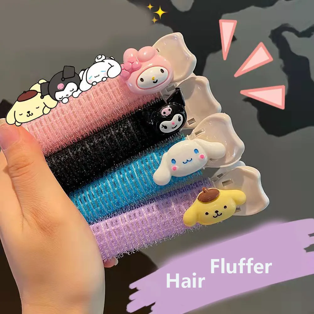 

Sanrioed HelloKittys Mymelody Kuromi Cinnamoroll Purin Cute Bangs Clip Fluffy Clip Hair Top Hair Root Curler Styling Volume