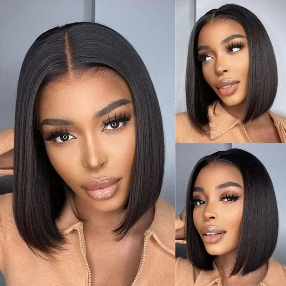 

Human Hair Pre Plucked 13x4 Frontal Hd Lace Straight Bob Wig Glueless Brazilian Remy Hair Straight Lace Bob Wig For Women