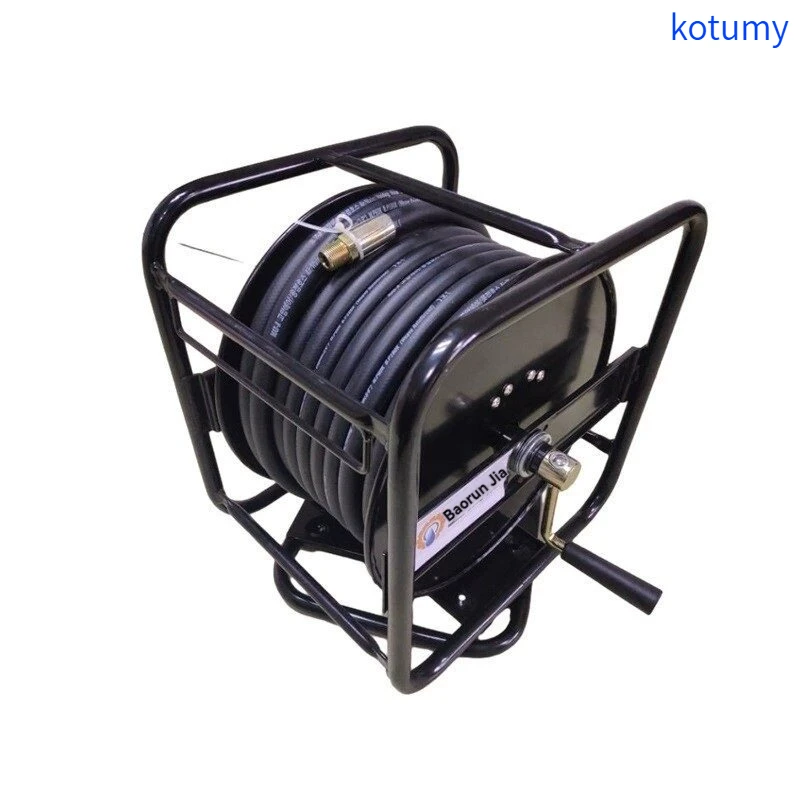 KOTUMY 30M Hand Crank Hose Reel Swivel Base Retractable High Pressure Air Hose Winder Rack