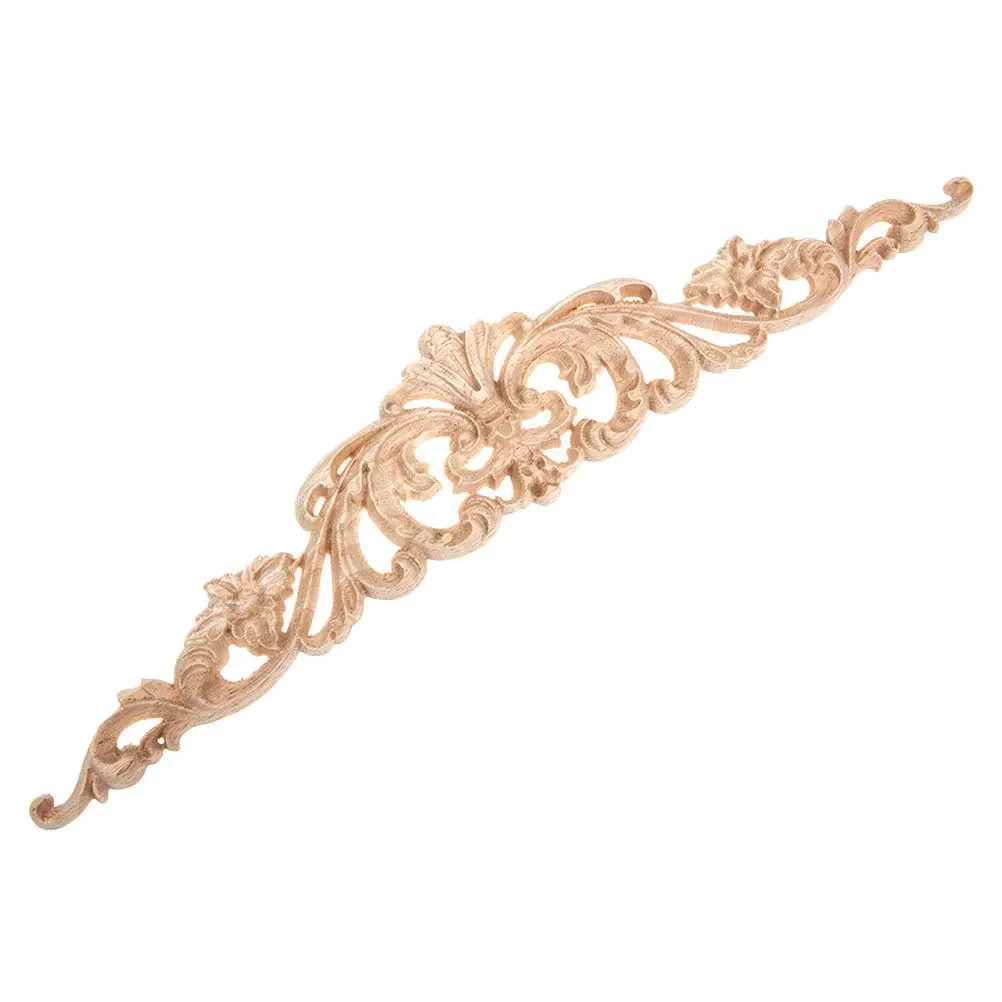 Solid Wood European Carved Appliques Onlays for Furniture Decoration Doors Cabinets Wardrobes Bed Frames Dressers Floral