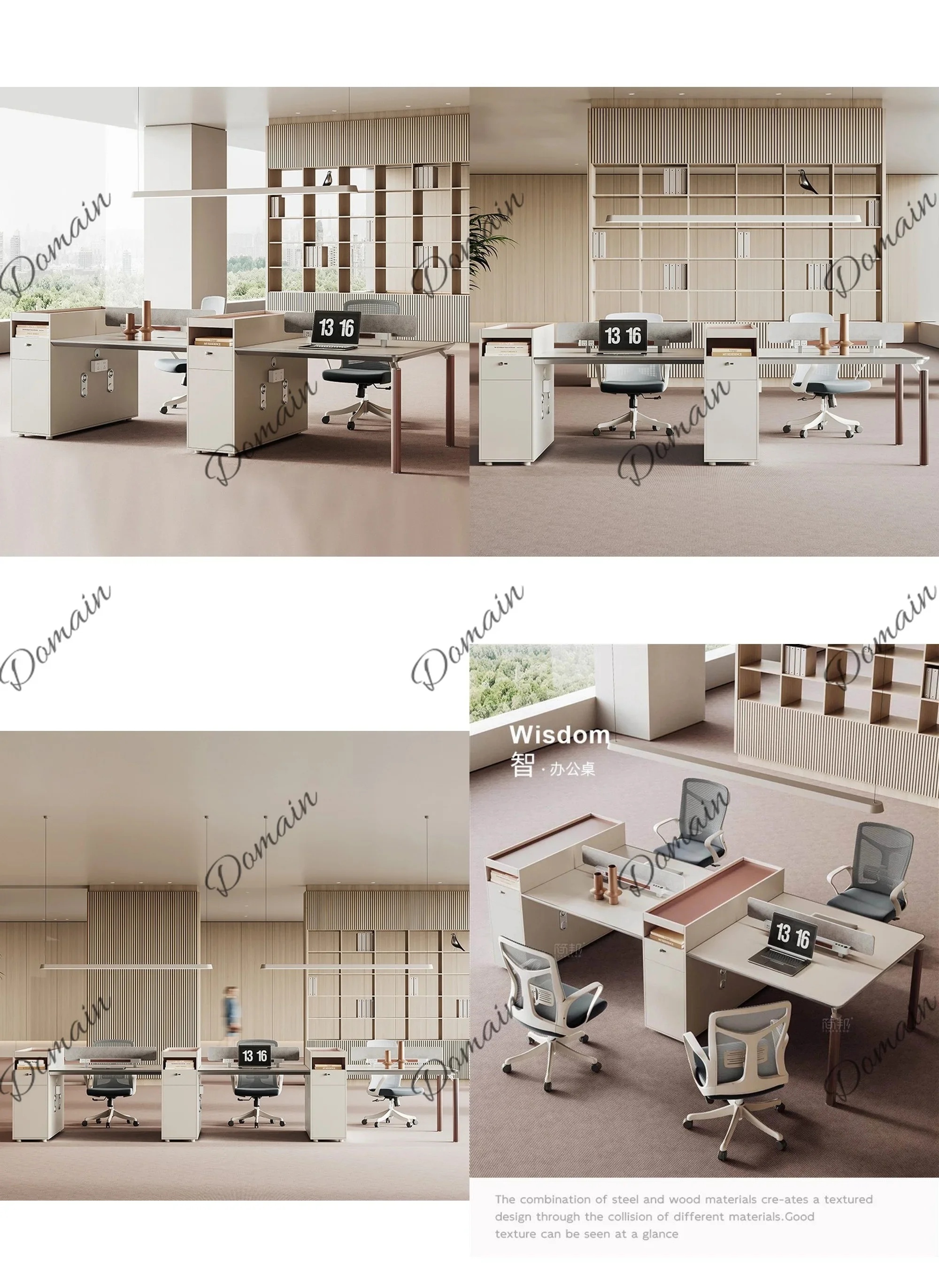 BJ Financial Office Desk Cubicle Set Modern Simple Workstation 2 4 6 Person Staff Desk Partition Screen