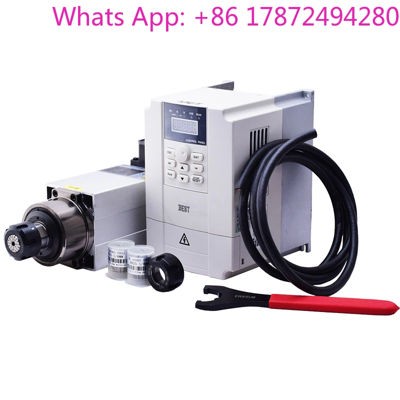 Complete Spindle VFD Kit, 3.5kw ER25 Air Cooled Spindle Motor Equipped with BEST 2.2kw Inverter & Collet