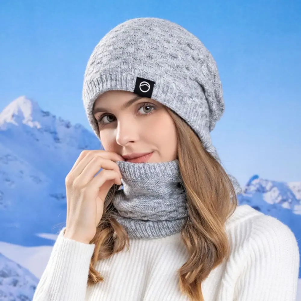 Neck Warmer Winter Beanie Hats Scarf Set Cold Proof Thicken Women Warm Knitted Hat Ear Protection Windproof