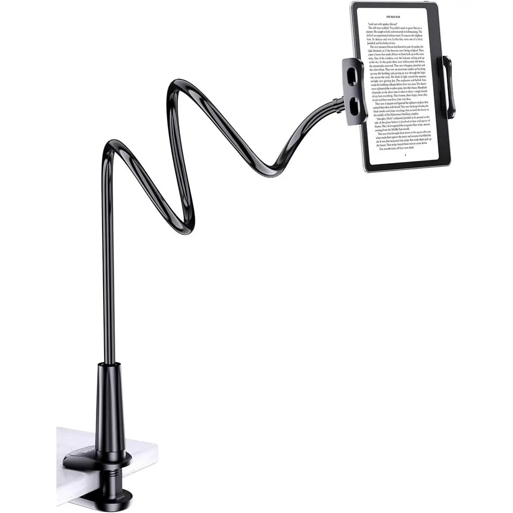 

Universal Adjustable Tablet and E-Reader Stand, 30 Aluminum Alloy Clamp Arm for Devices 4.7-10.5, Black