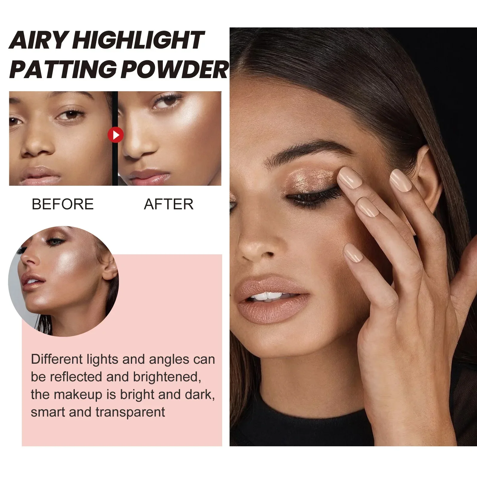 EELHOE Highlight Pat Powder Light Highlight Natural Brightening Three-dimensional Grooming Powder Beach Highlight Full Body Sexy