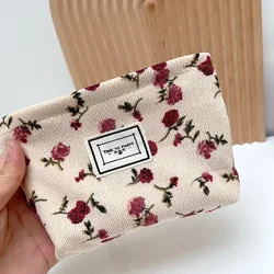 Bolsa de cosméticos pequeña con patrón Floral para mujer, bolsa de almacenamiento de servilletas sanitarias, estuche para llaves y monedas, bolsa portátil para tarjetas, nuevo