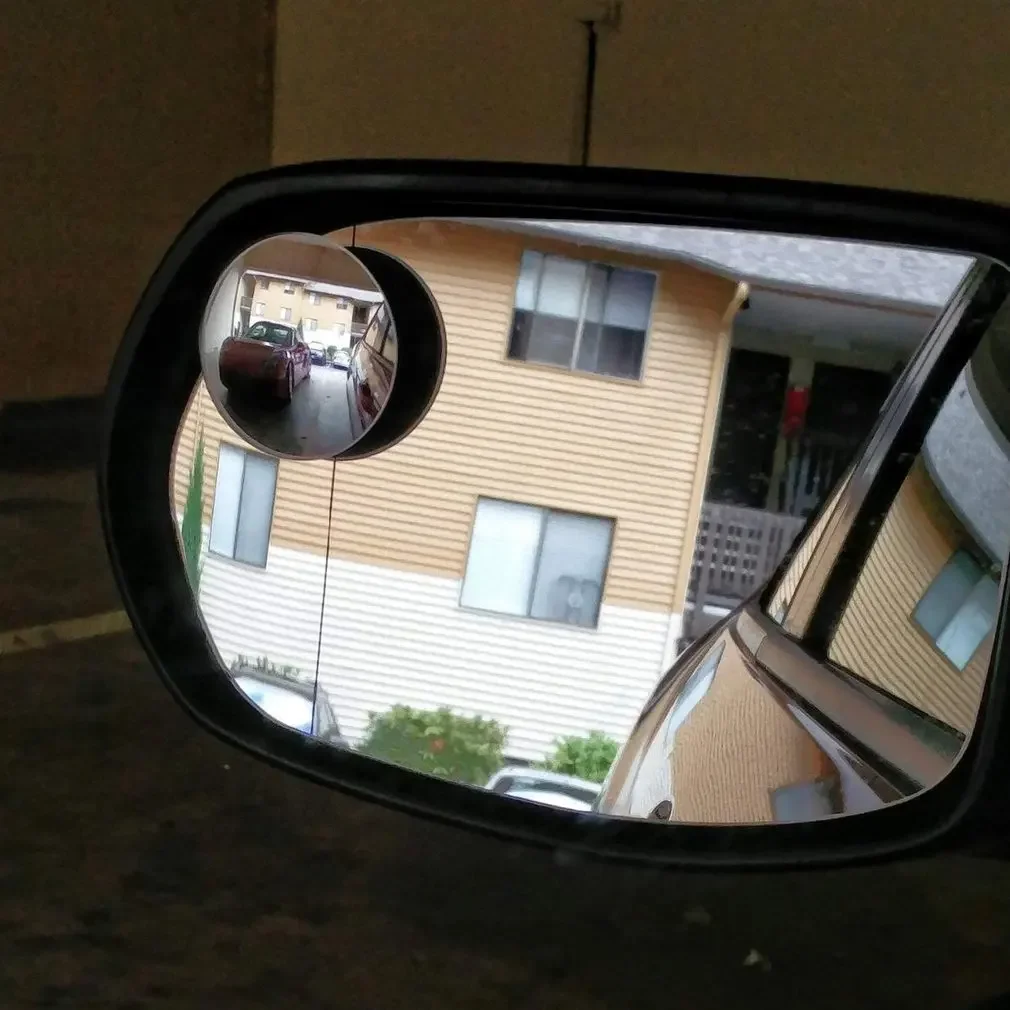 2pcs Car Rearview Mirror Round Mirror Reflective Blind Spot Adjustable 360 Degree Borderless Auxiliary Blind Spot Mirror