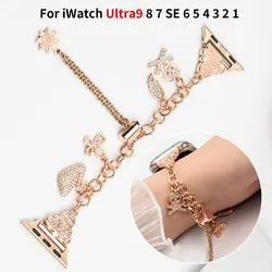 Pulsera con colgante de abeja para Apple watch38mm 40mm 41mm 42mm 44mm 45mm 49mm, estilo para iWatch Series 98SE7-2