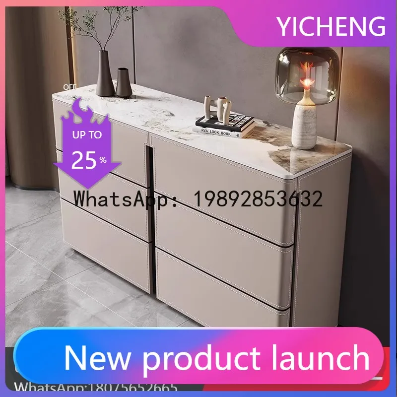 

LYY light luxury dining side porch saddle skin rock slab household storage bedroom decorative cabinet