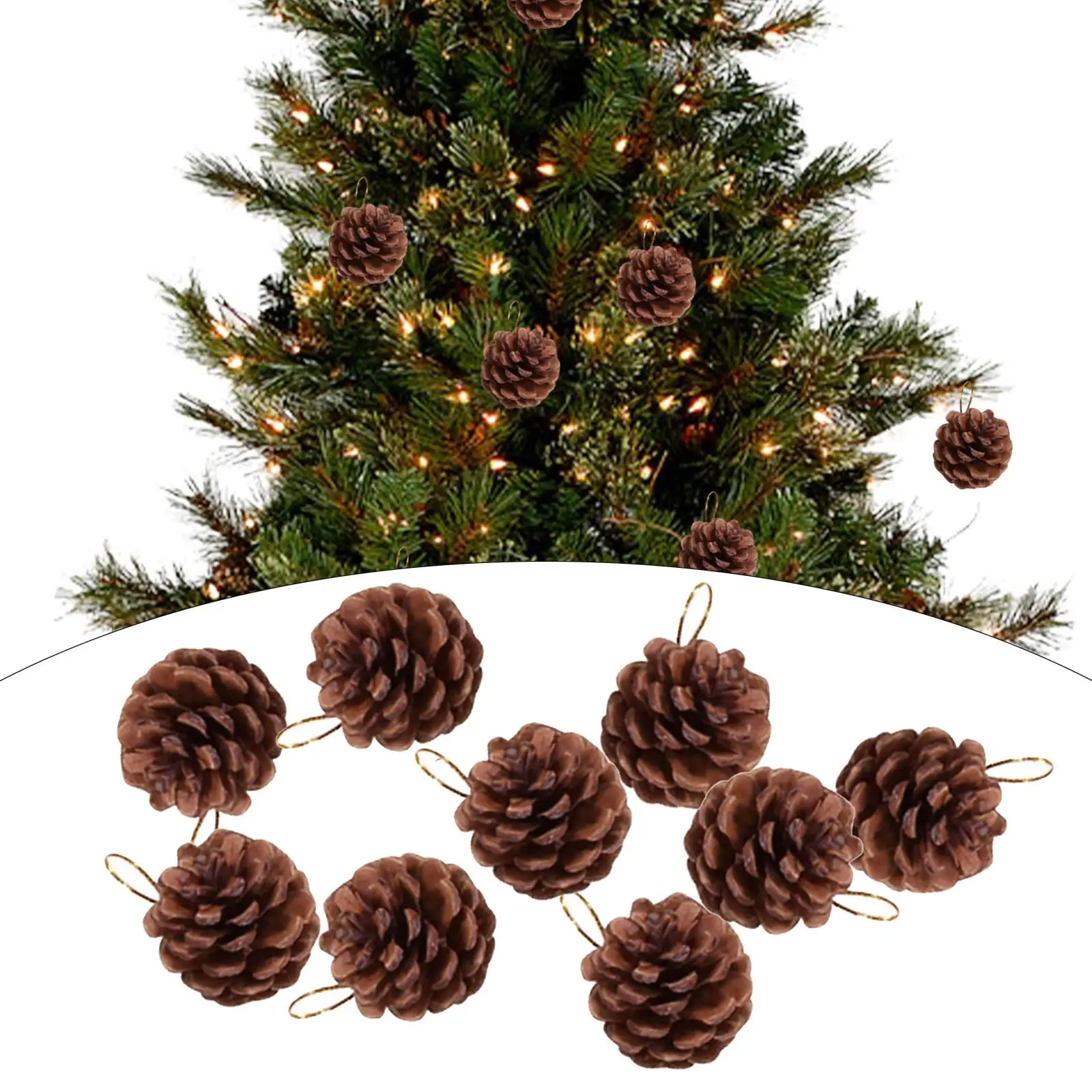 9Pcs Christmas Pine Cones Pendant Rustic for Party Favors Fall Thanksgiving