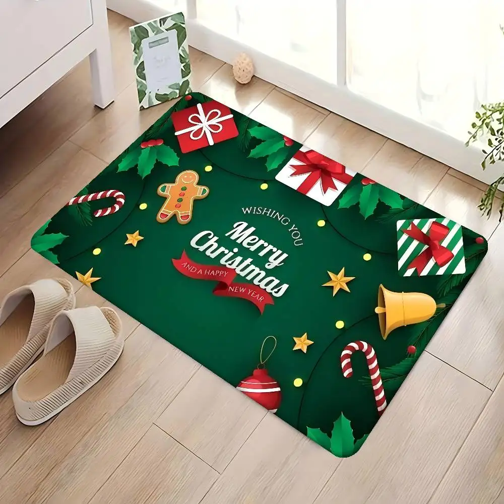 VIKAMA عيد الميلاد الزنجبيل رجل مطبوعة البساط ندفة الثلج القلب منقوشة مدخل غرفة المعيشة البساط عطلة ديكور المنزل #2