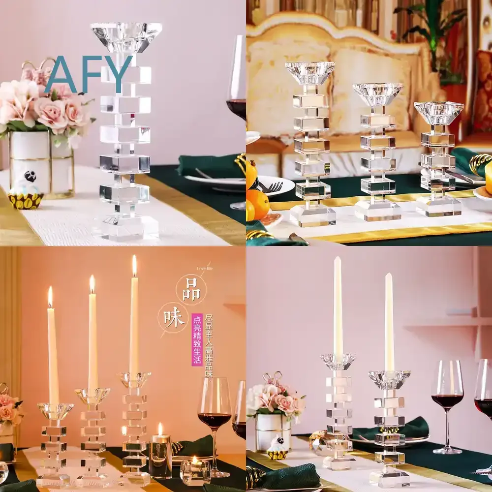 Single Head Dual Purpose Crystal Candle Holder for Home Decor Living Room Bedroom Party Wedding Decoration Lighting Accessory
