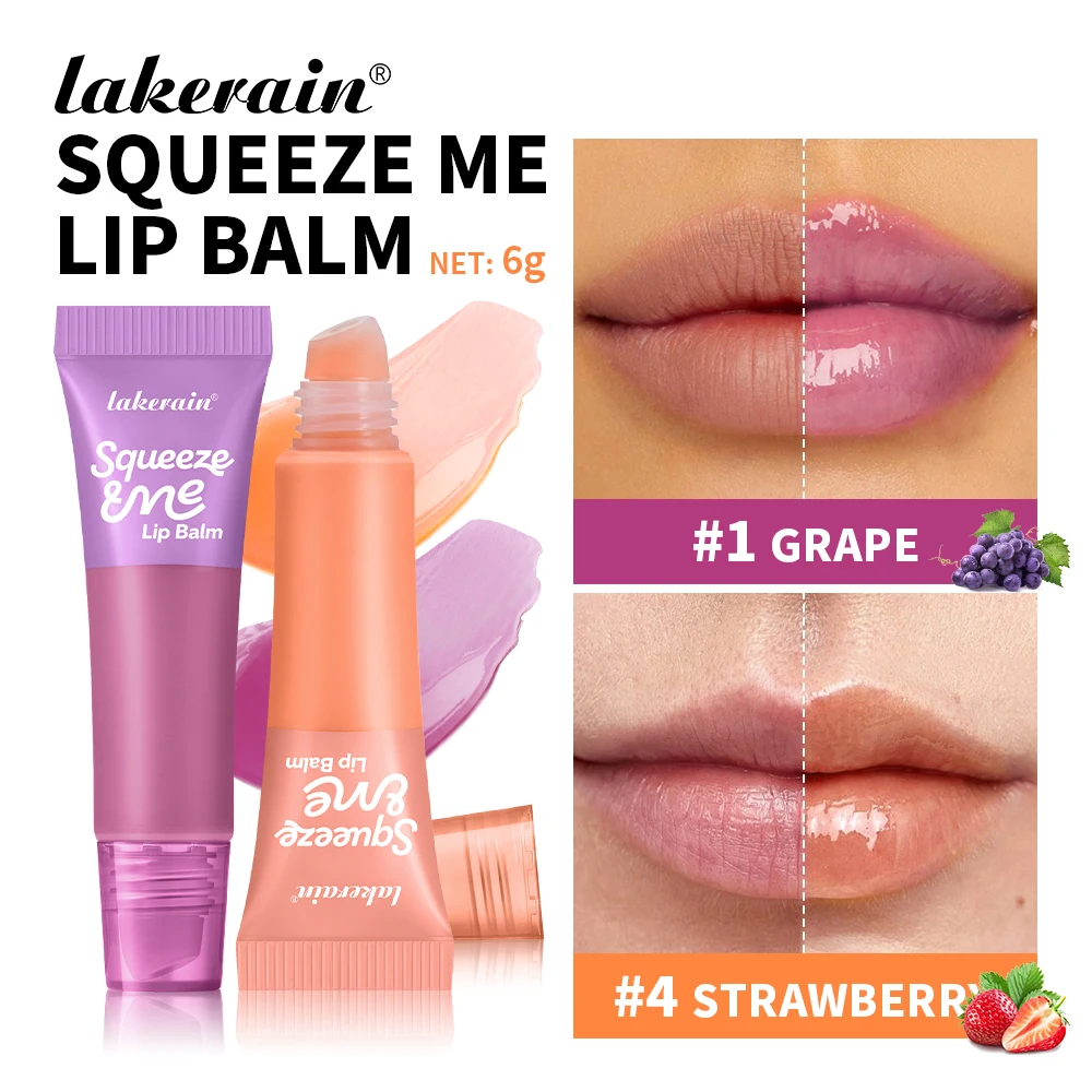 Lakerain Squeeze Lip Balm Long Lasting Deeply Nourishes Relieves Tightness​ Daily Care Hydrating Shine Lip Tint Makeup