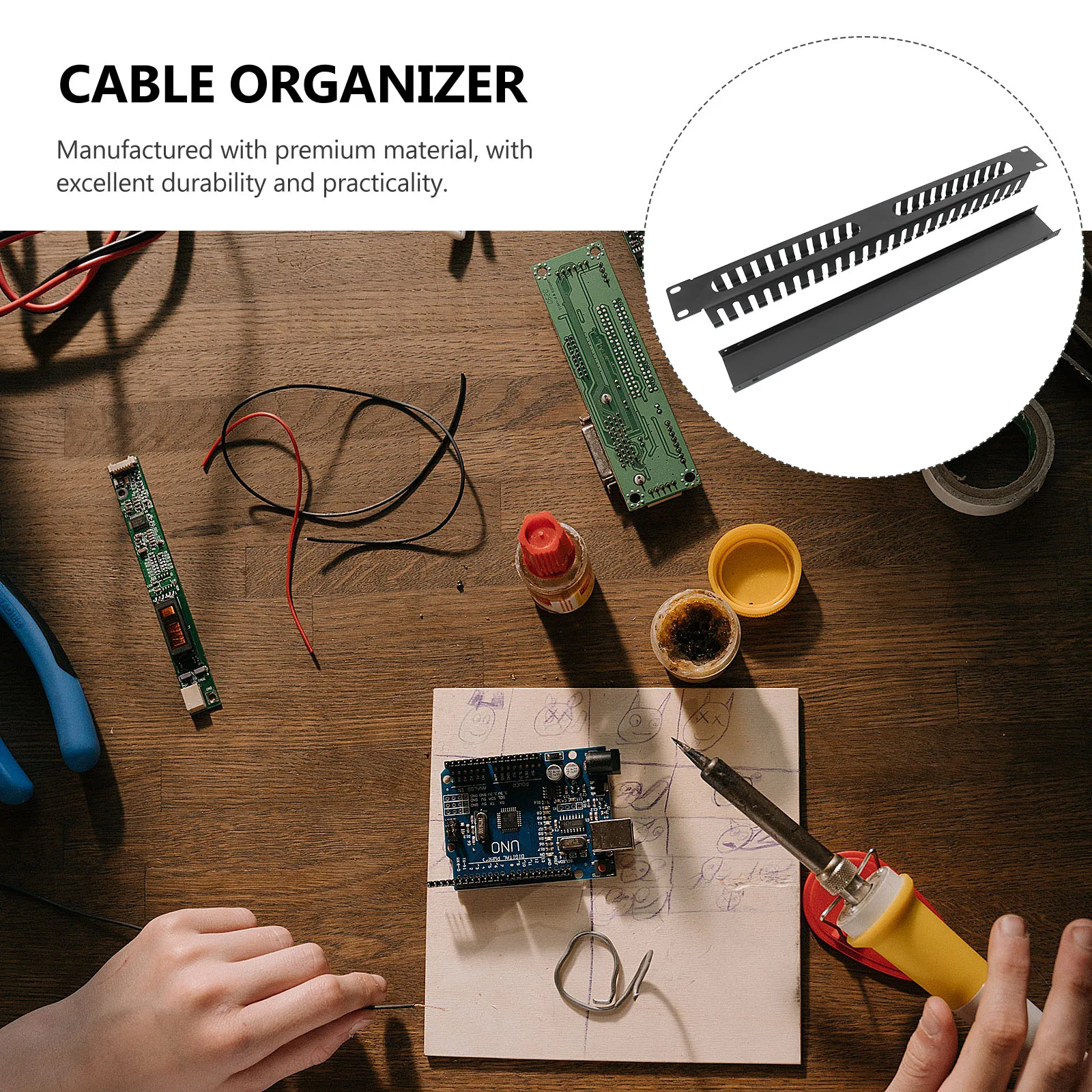 

1pc 24 Port Metal Cable Management Rack Durable Smooth Edges Network Phone Wire Organizer Hide AWG Ethernet USB Cables