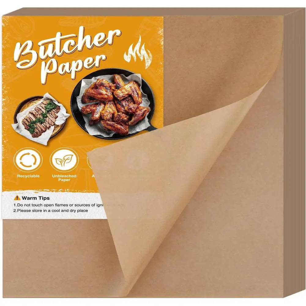60 Packs Brown Unwaxed Butcher Paper - 12x12 Inches - Perfect for Smoking Meats and Heat Transfer