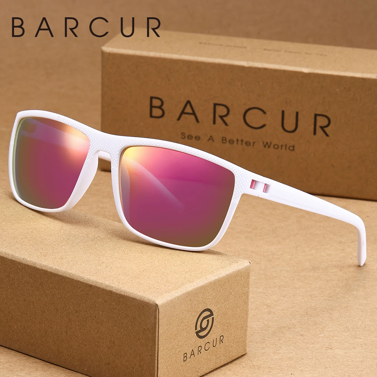 نظارات شمسية مستقطبة بإطار مربع مريح للسيدات من BARCUR للقيادة الذاتية والعطلات والسفر على الشاطئ ونظارات الرجال