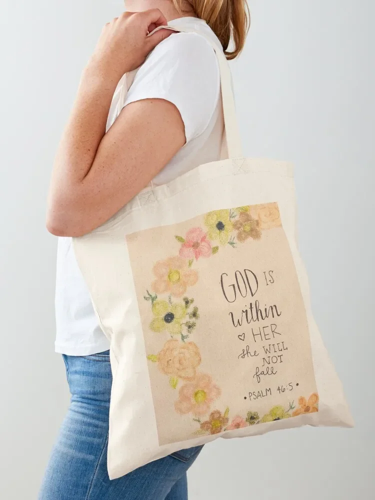 

God is Within Her Tote Bag cute pouch bag tote bag canvas eco folding canvas bags