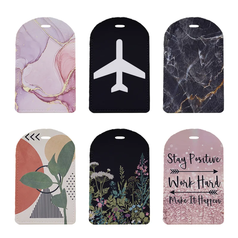 

Marble Plant Letters Luggage Tags Personalized Suitcase Tag Airplane Travel Useful Accessories Privacy Cover Luggage Label