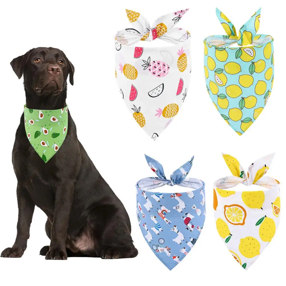 

Pet Dog Bandana Fruit Print Small Dog Cat Scarf Adjustable Cotton Dog Puppy Bandanas Bibs Summer Pet Dog Grooming Accessories