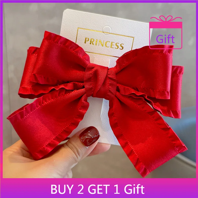 دبوس شعر أنيق على شكل فيونكة كبيرة للفتيات مشبك شعر كوري للخريف والشتاء إكسسوارات شعر عصرية لرفع ملابس الأطفال الأنيقة