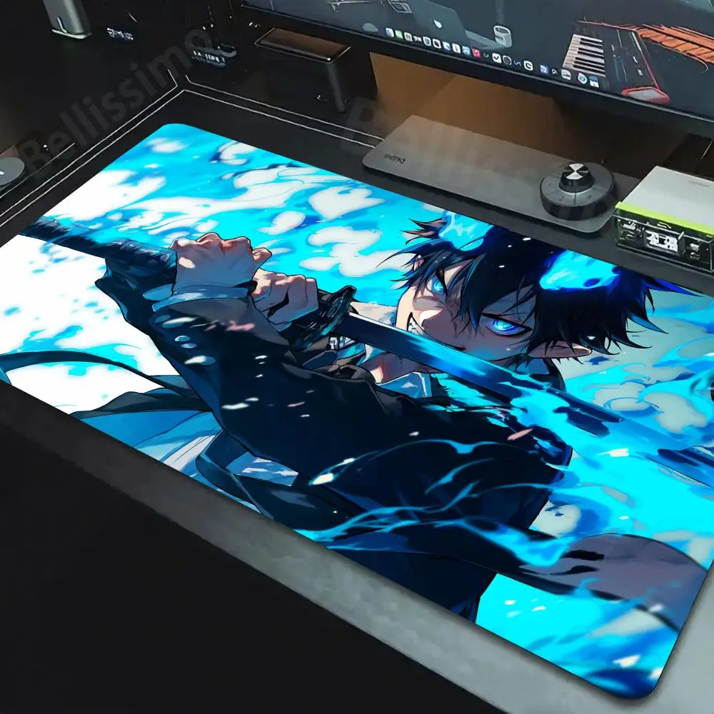 Alfombrilla de ratón de Anime Blue exorcista XXL, accesorios para juegos, teclado de oficina, alfombrilla de escritorio, antideslizante, portátil, alfombrillas de ratón de Anime de goma grandes