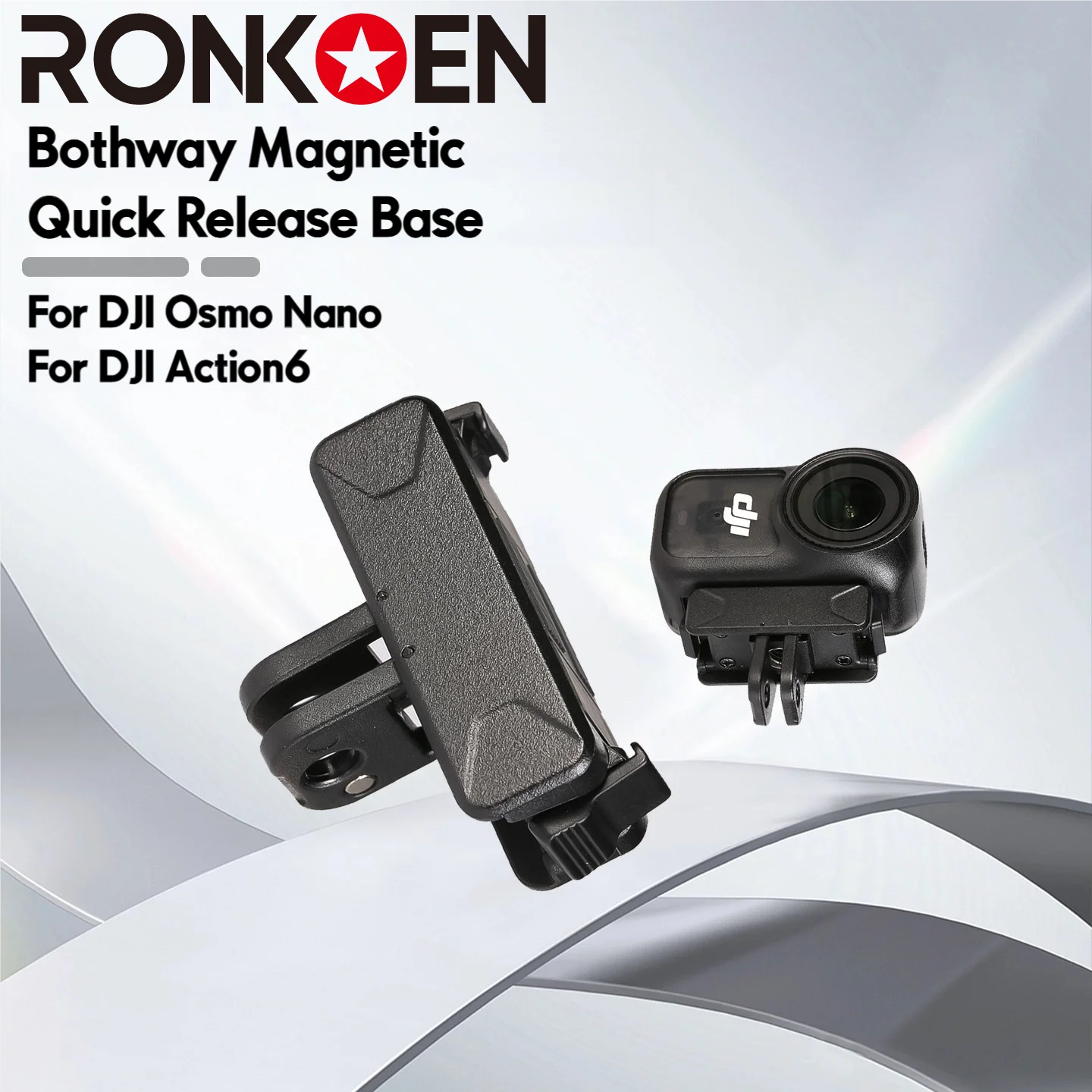 Ronkoen AZ-08 For DJI Osmo Nano/DJI Action6 Quick-release Two Claw Mount Adapter Bothway Magnetic Quick Release Base