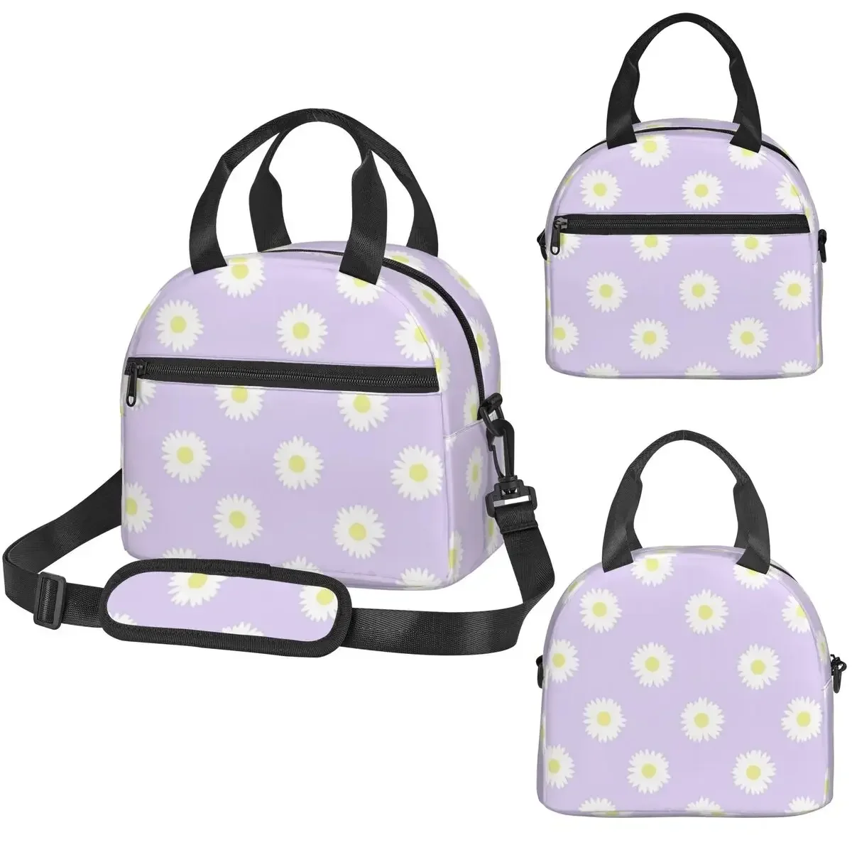 Daisy Purple Pastel Aesthetic Cute Daisies Flower Cottagecore Insulated Lunch Bag for Kids School Cooler Thermal Box Lunch Boxes