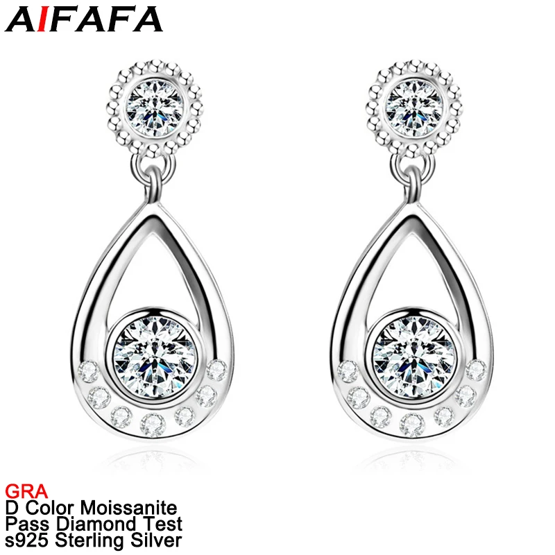 D Color VVS1 Moissanite Drop Earrings for Women Top Quality s925 Sterling Silver Moissanita Lab Diamond Plate 18k Ear Jewelry