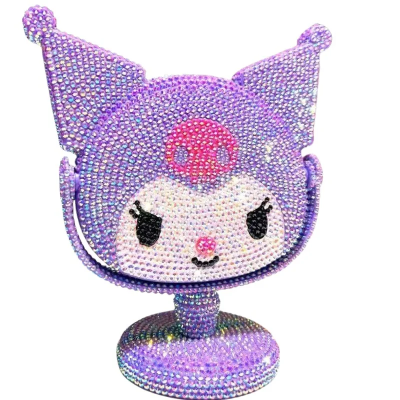 DIY Kuromi Hello Kitty Diamant-Malerei-Set Spiegel Prinzessin Drehbarer Schminkspiegel Handgemachtes Bastelmaterial-Set