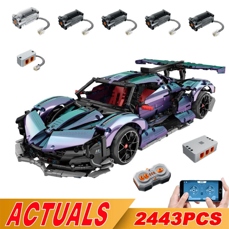 

Technical APP Remote Control Moter Power Discoloration Apolloed Building Blocks Bricks Super Sports Car Moc Sets Toys Kids Gifts